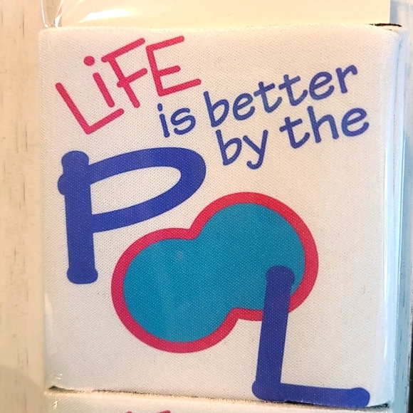 POOL beverage drink holder water beer can NWT set of 2 - Picture 2 of 3